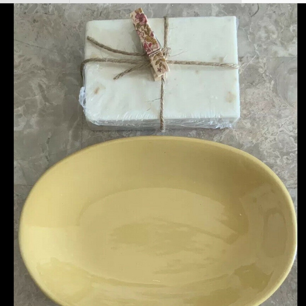 Handmade Oatmeal  Soap & Ceramic Soap Dish